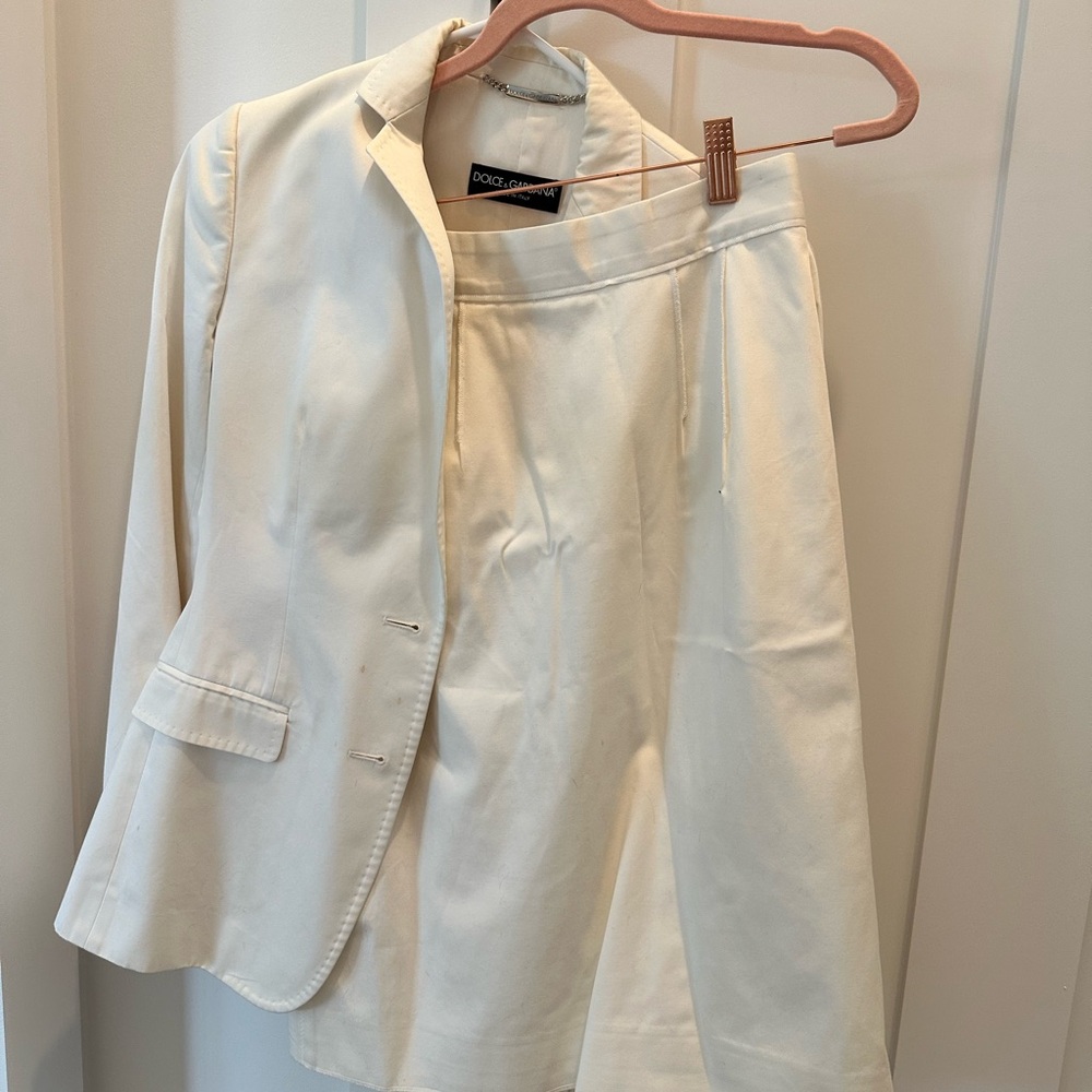 Dolce & Gabbana Ivory Blazer and Skirt Ensemble